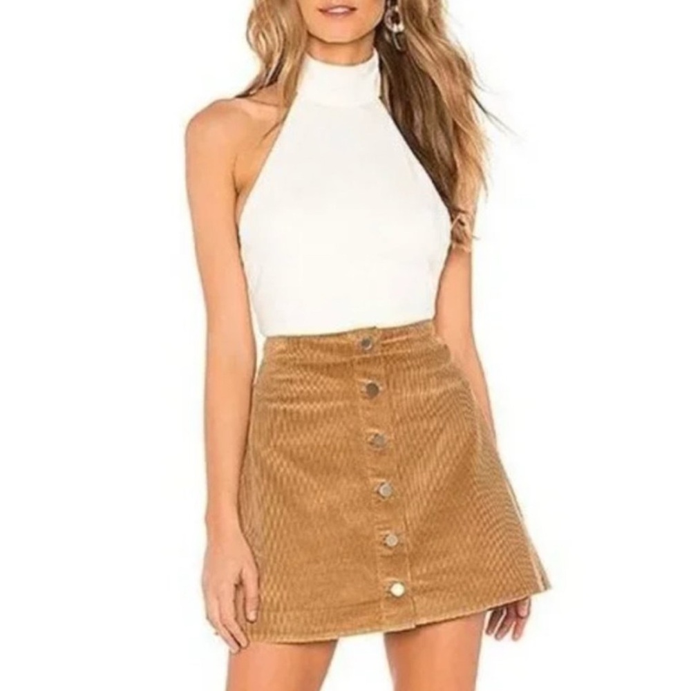 Elizabeth and James Camel Corduroy A-Line Skirt